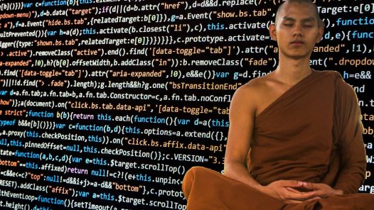 Monk contemplating data